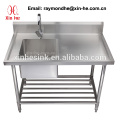 Commercial 2 Two Compartment Sink with Drainboard, Stainless Steel Double Catering Kitchen Sink Work Bench Table with Undershelf